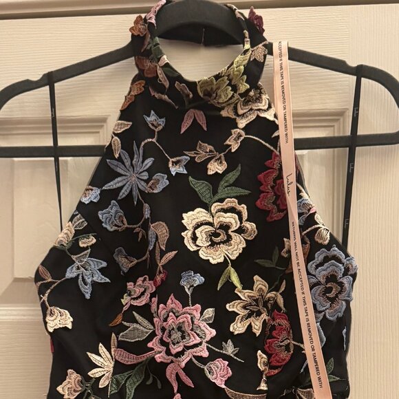 Lulus Infinite Praise Black 3d Floral Embroidered Halter Maxi Dress - Size S - Picture 3 of 3